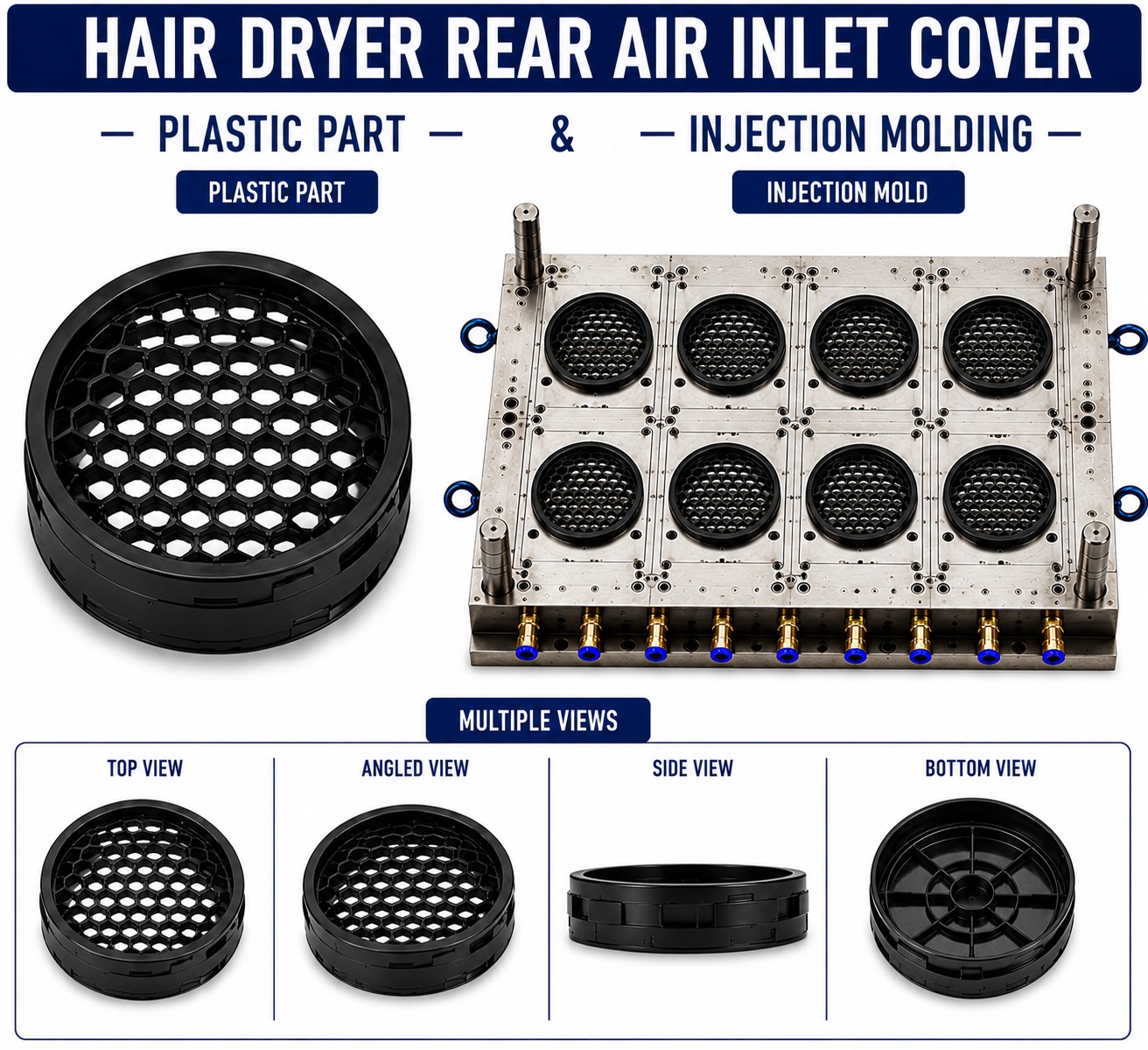 Hair Dryer Plastic Rear Air Inlet Cover Mould and Moulding Service